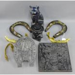 Mixed lot to include two Victorian 'Good Luck' painted horseshoes, brass curtain hooks, a 'Good