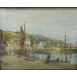 W. Snodgrass Bryce 'East Coast Harbour Scene' possibly Dunbar, Oil-on-Canvas, signed, in a glazed