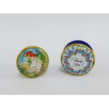 Small Halcyon Days 'Thank You' enamel box and another (2)