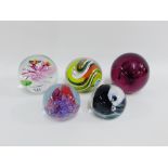 Collection of Caithness and other glass paperweights, (5)