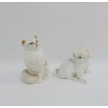 Royal Doulton white glazed cat HN2539 and a Bing & Grondahl Pekingese dog, (2)