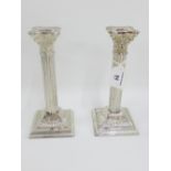 Pair of Epns Corinthian column candlesticks, 20cm high, (2)