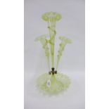 Vaseline glass table epergne, 48cm high