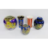 Collection of Carlton ware to include three ginger jars, one with cover and two sleeve vases,