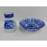 Collection of Staffordshire blue and white 'Abbey' pottery to include a soap dish and drainer and