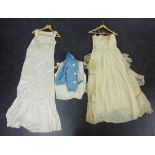 Small collection of early 20th Century clothing to include two dresses and a child's linen suit (a