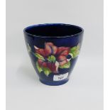 Moorcroft planter, the blue ground with flowers with facsimile signature, impressed marks and