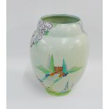 Carlton ware baluster vase painted with Garden Gate pattern No 3863, with printed backstamps,