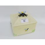 Crown Devon Beehive box and cover with a Bee finial, with printed backstamps