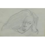 Attributed to Charles James McCall (1907-1989) 'Head and Shoulders pencil sketch of a Girl', in a