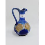 Royal Doulton blue glazed jug with impressed backstamps, 19cm high