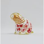 Royal Crown Derby 'Imari' patterned Otter paperweight with stopper, with printed backstamps and date
