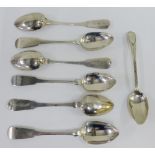 Set of six early 19th century silver Old English pattern teaspoons by Mitchell & Russell, Glasgow