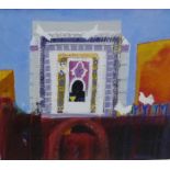 Christine Woodside 'Niche Marrakesh' Acrylic, signed, in a glazed silver giltwood frame, 36 x 33cm