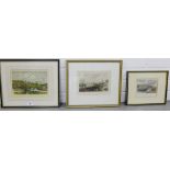 Group of three coloured engraved prints to include 'Eyemouth The Coast of Berwickshire', 'The Town