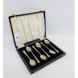 Cased set of six Birmingham silver teaspoons, (6)