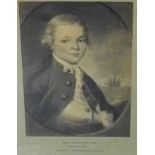 Lieutenant Woodyard, drowned 1802, father of Frances Lady Peyton, in a glazed and stained oak frame,