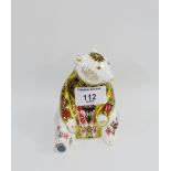 Royal Crown Derby 'Imari' Bear paperweight, with stopper, with printed backstamps and dale code LX