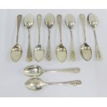 Edwardian set of ten silver teaspoons, Sheffield 1906 (10)