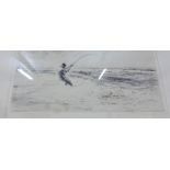 'Sea Fishing' Etching, signed in pencil and dated 1929 in the plate, in a glazed frame, 40 x 21cm