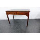 Walnut two drawer writing desk, 76 x 106cm