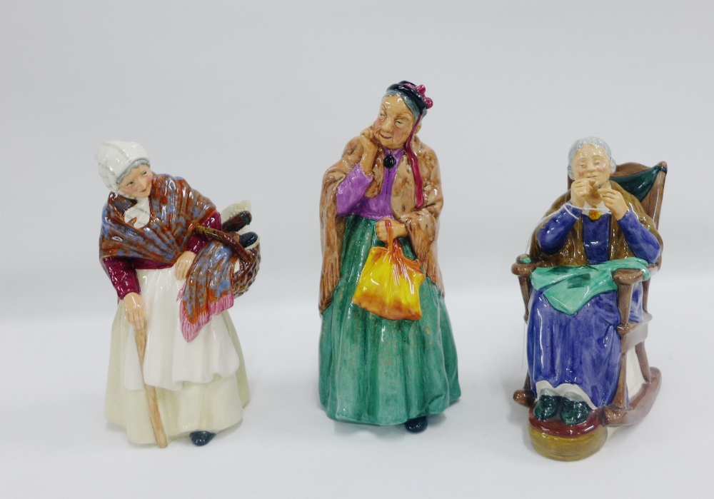 Three Royal Doulton figures to include 'Bridget' HN2070, 'Grandma' HN2052 and 'A Stitch in Time'