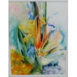 Audrey Hawthorne 'Bird of Paradise in Bouquet' Watercolour, signed and framed, 38 x 50cm