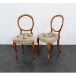 Pair of upholstered balloon back chairs, 88 x 44cm, (2)