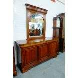 Contemporary cherrywood sideboard and pier mirror, 222 x 188cm overall (2)