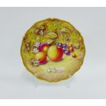 Royal Worcester cabinet plate painted by P English, with gilt edged gadroon moulded rim and