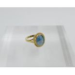 9 carat gold opal set dress ring, UK ring size O