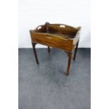 Mahogany side table on square legs fret wok frieze 62 x 58cm