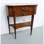 Mahogany hall table with two drawers and undertier, 82 x 72cm