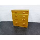 G Plan, E. Gomme light oak four drawer chest, 86 x 76cm