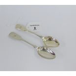 Two 19th century silver Fiddle pattern teaspoons, (2)