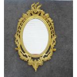 Giltwood oval wall mirror, 100 x 56cm