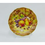 Royal Worcester cabinet plate painted by David Fuller, with gilt edged gadroon moulded rim and