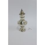 19th century silver castor of baluster form, 13cm high