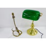 Arts & Crafts adjustable brass desk / wall light fitting, stamped Benson, 30cm long excluding