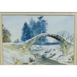 Jeff Buttress Winter at Carrbridge Watercolour signed and dated '93 in a glazed frame 17.5 x 12cm