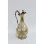 Victorian silver claret jug with fern engraved decoration and presentation inscription, makers