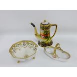 Noritake to include a coffee pot, small basket and octagonal sugar bowl, (3)