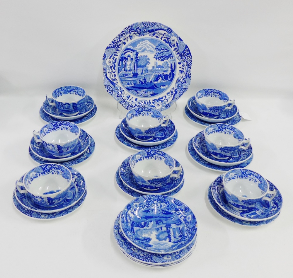 Copeland Spode's blue and white Italian table wares to include eight cups, nine saucers, twelve side