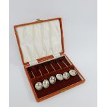 Set of six Birmingham silver coffee bean handled spoons (6)