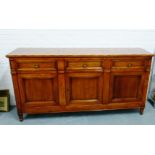 Cherrywood sideboard with three drawers over three panelled cupboard doors, 104 x 200cm