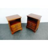 Pair of bedside cabinets, with open recess and two drawers, 66 x 48cm, (2)