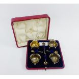 Victorian set of four Sheffield silver salts with spoons, (4)