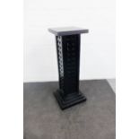 Ebonised wooden Mackintosh style pedestal, 108 x 38cm