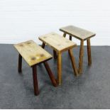 Set of three Creepie style stools, 40 x 40cm, (3)