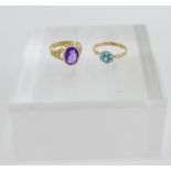 Two 9 carat gold gemset dress rings (2)